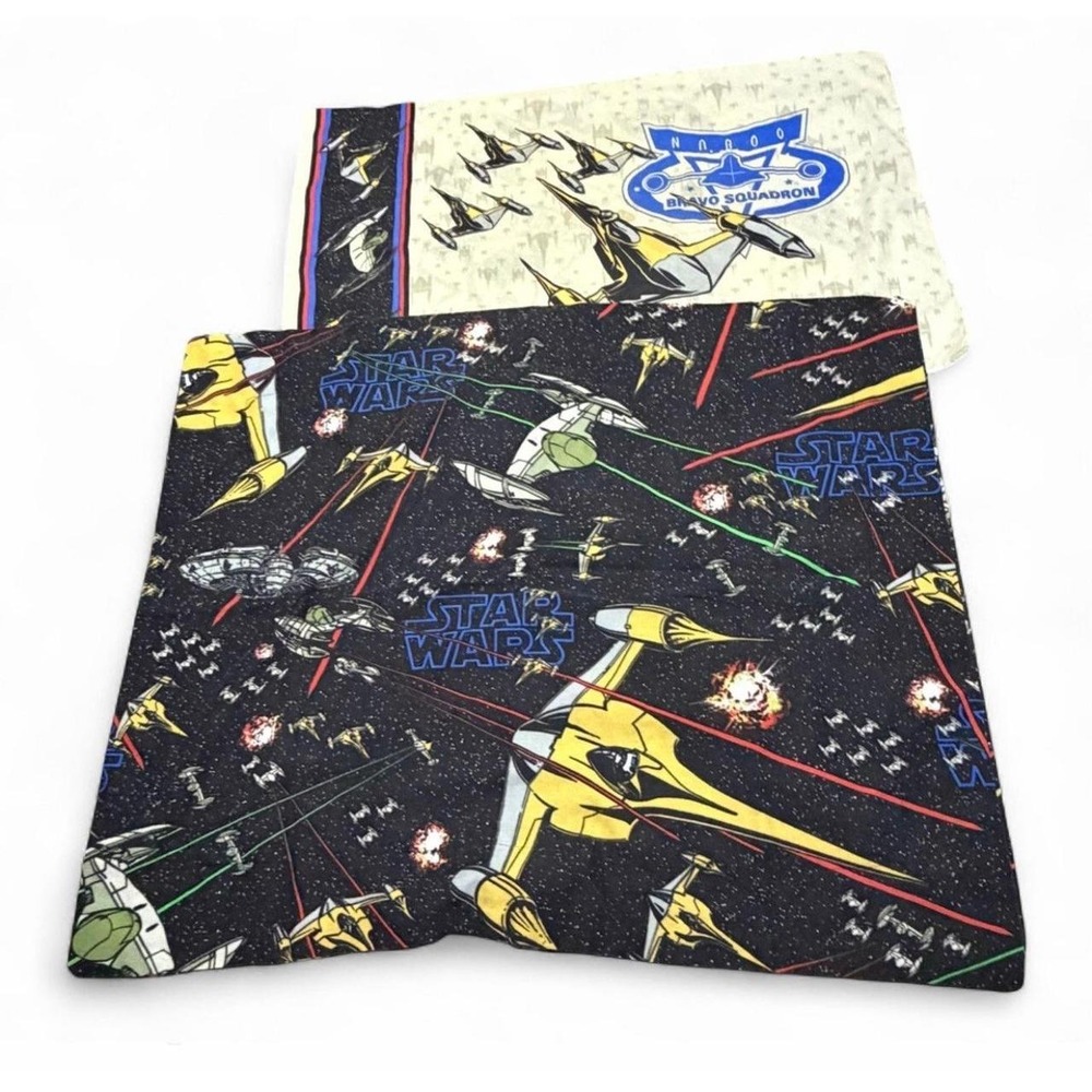 Vintage Star Wars Episode I Phantom Menace Pillowcase Sham Set Naboo 1999